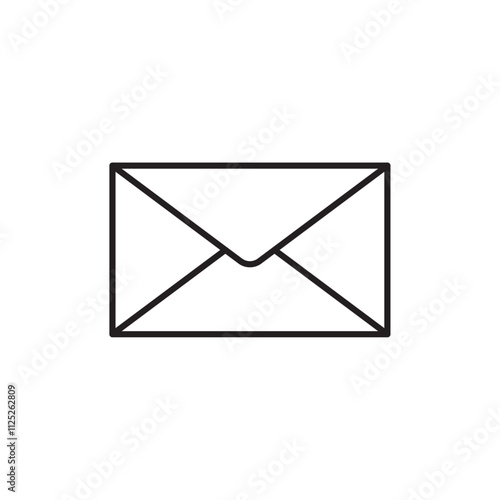 email icon Flat art in black and white isolated