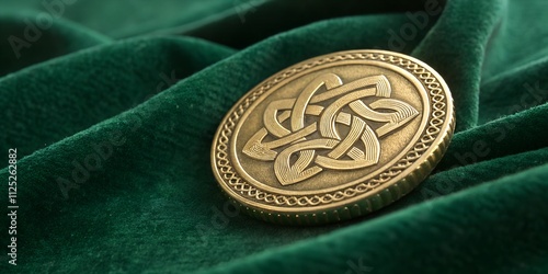 Celtic Knot Coin on Green Velvet