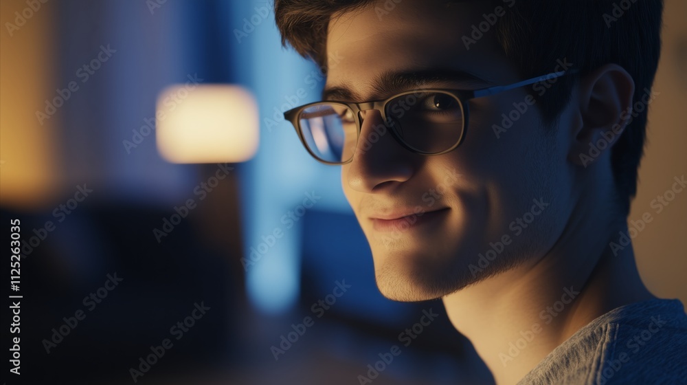 Man wearing glasses is smiling Man wearing glasses is smiling