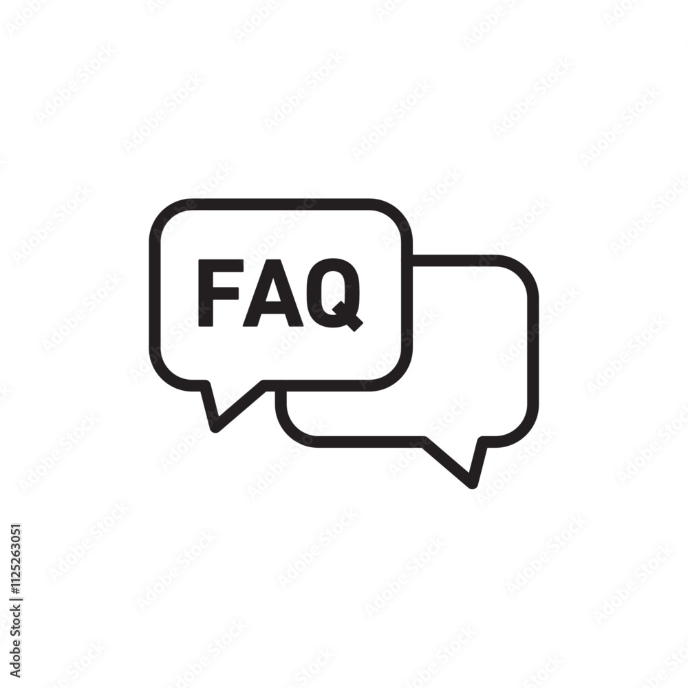 FAQ icon Flat art in black and white isolated FAQ icon Flat art in black and white isolated
