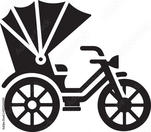 Silhouette Vector Rickshaw Icon Design Illustration