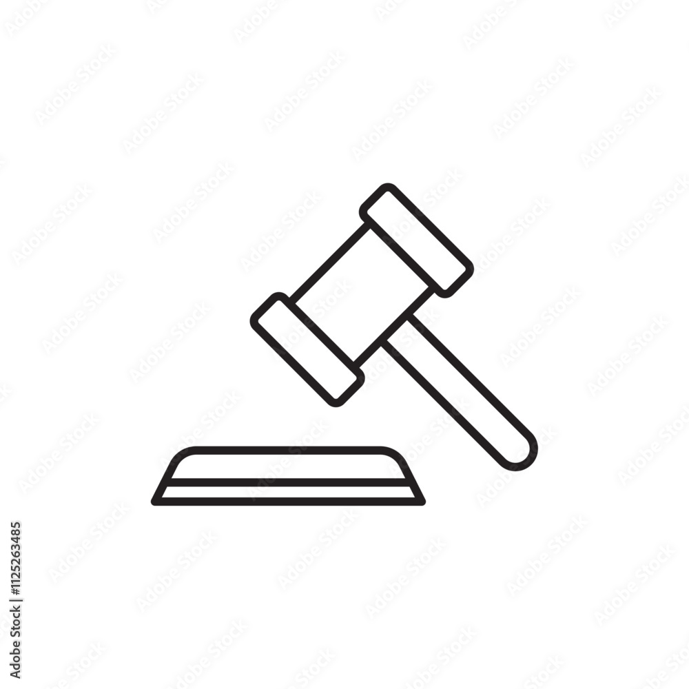 Gavel icon Flat art in black and white isolated Gavel icon Flat art in black and white isolated