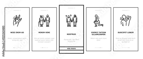 occupational therapist health onboarding mobile vector therapy physical care, physiotherapist assistance, professional doctor occupational therapist health illustrations