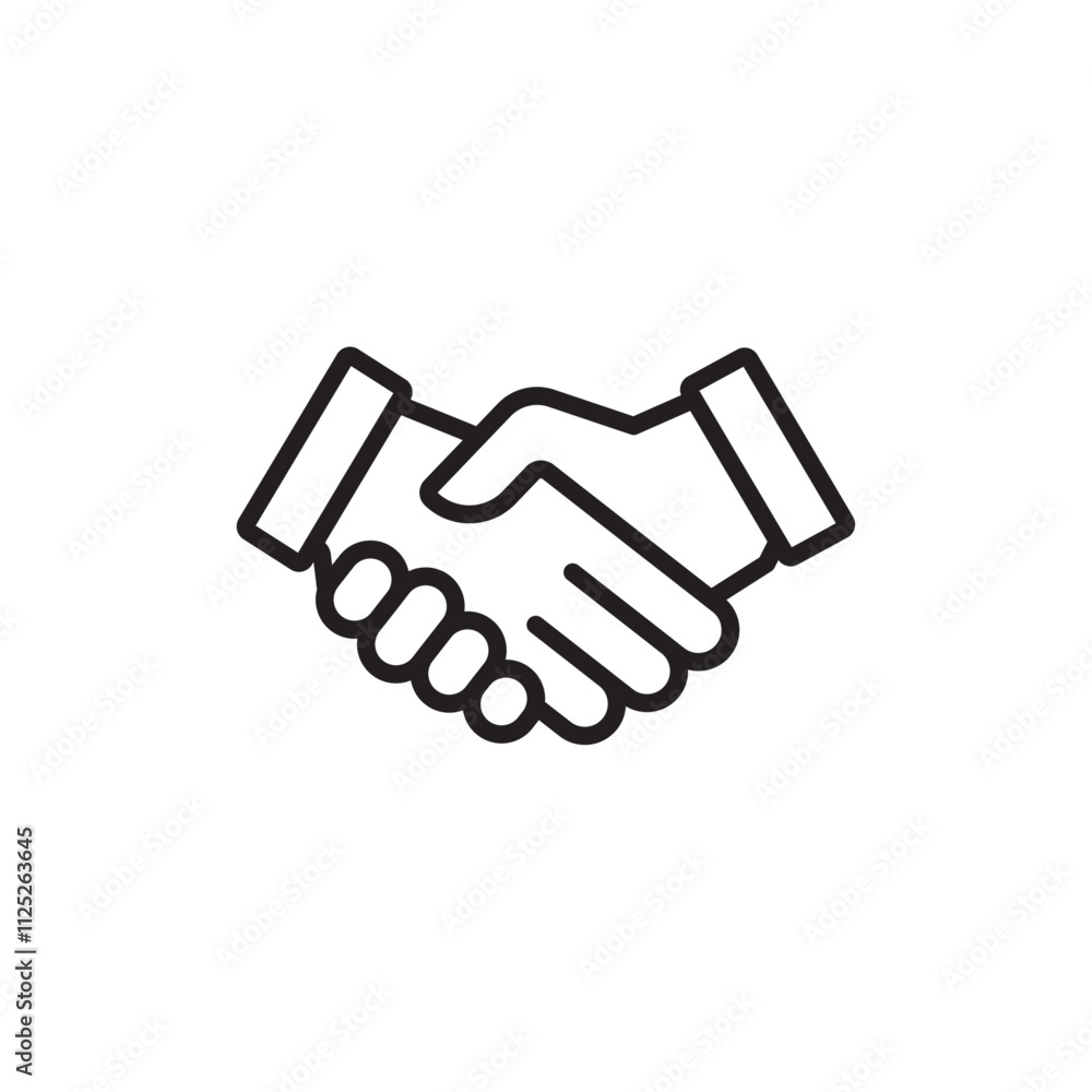 Handshake icon Flat art in black and white isolated Handshake icon Flat art in black and white isolated