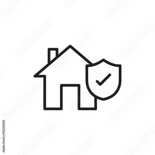 Home insurance icon Flat art in black and white isolated
