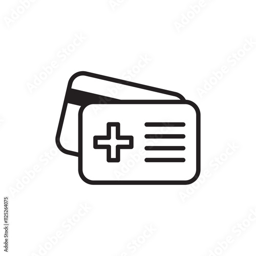 Insurance card icon Flat art in black and white isolated