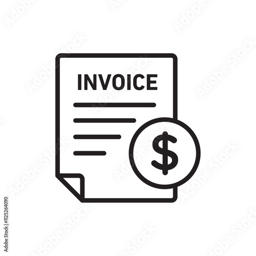 Invoice payment icon Flat art in black and white isolated