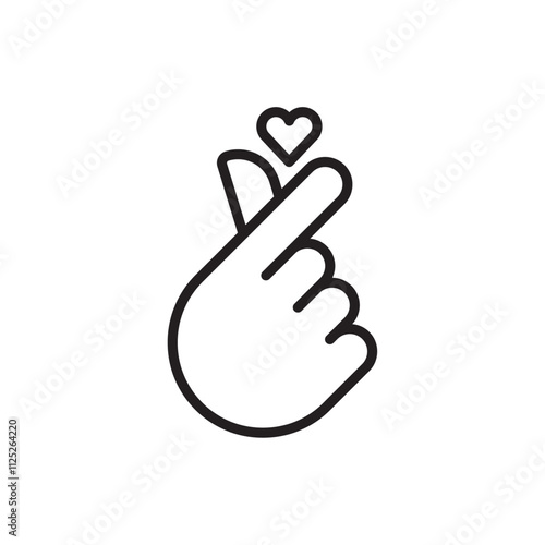korean heart icon Flat art in black and white isolated