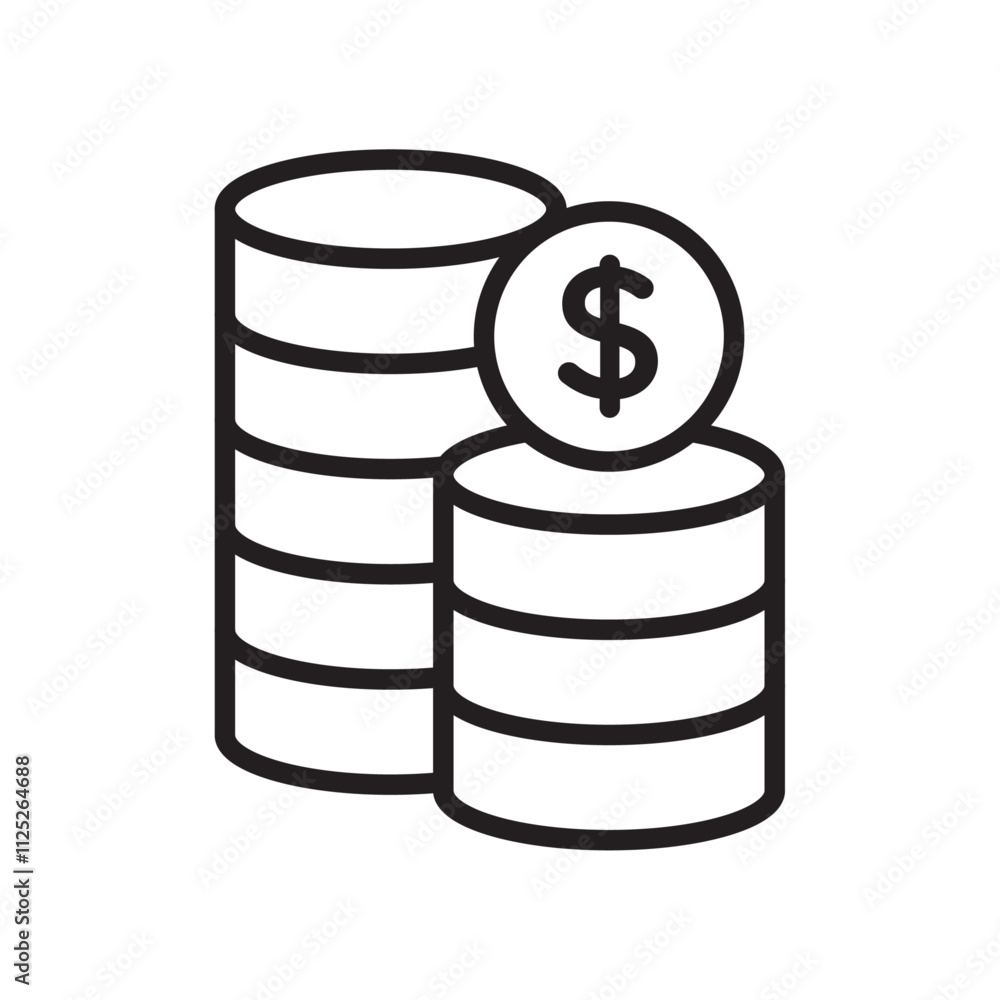 Money coin icon Flat art in black and white isolated Money coin icon Flat art in black and white isolated