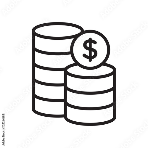 Money coin icon Flat art in black and white isolated