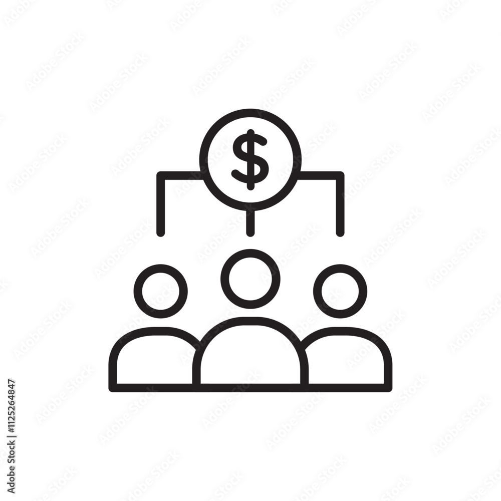 Mutual funds icon Flat art in black and white isolated Mutual funds icon Flat art in black and white isolated
