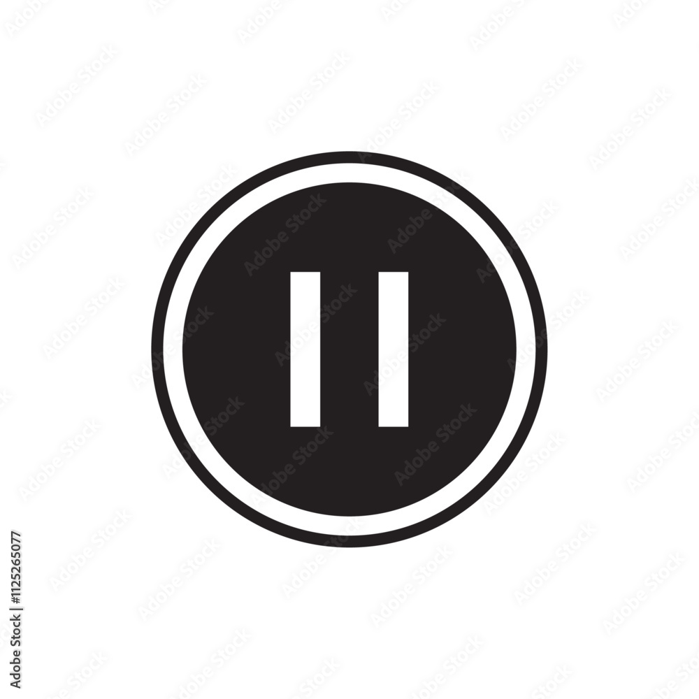 Pause button icon Flat art in black and white isolated Pause button icon Flat art in black and white isolated