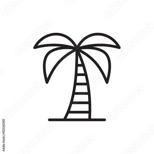 Palm tree icon Flat art in black and white isolated