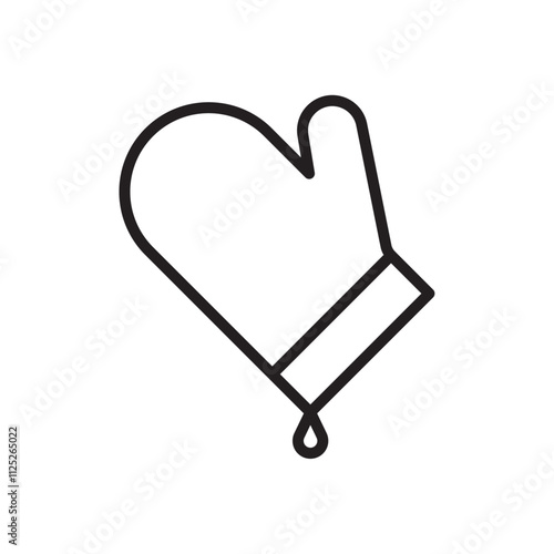 Oven mitt icon Flat art in black and white isolated