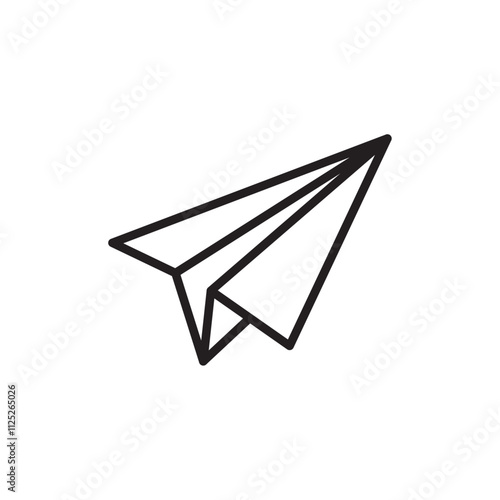 Paper plane icon Flat art in black and white isolated
