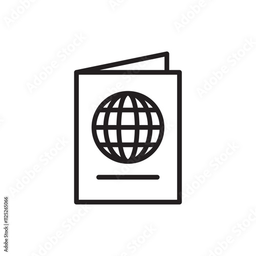 Passport icon Flat art in black and white isolated