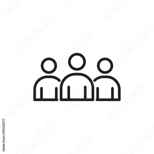 People group icon Flat art in black and white isolated