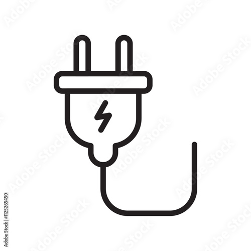 Plug adapter icon Flat art in black and white isolated