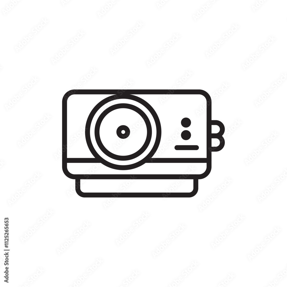 Projector icon Flat art in black and white isolated Projector icon Flat art in black and white isolated