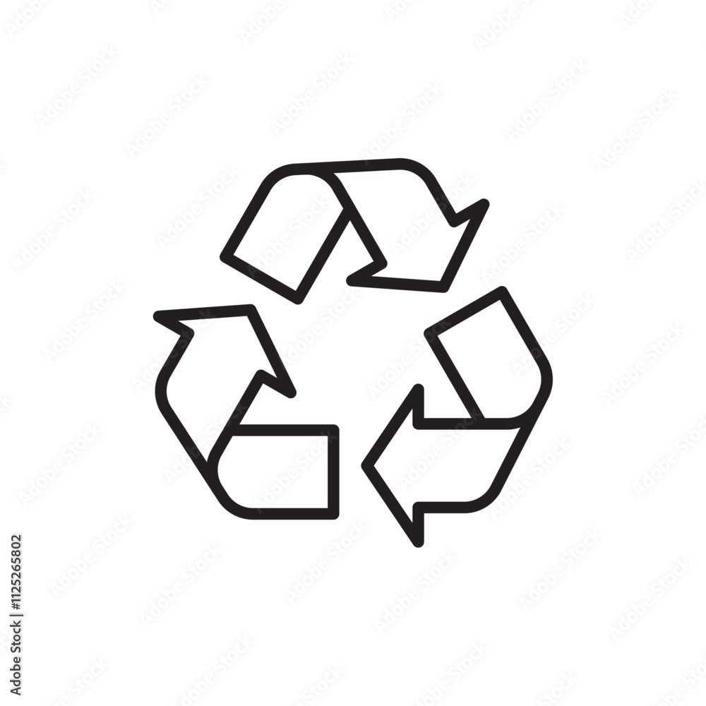 Recycle icon Flat art in black and white isolated Recycle icon Flat art in black and white isolated
