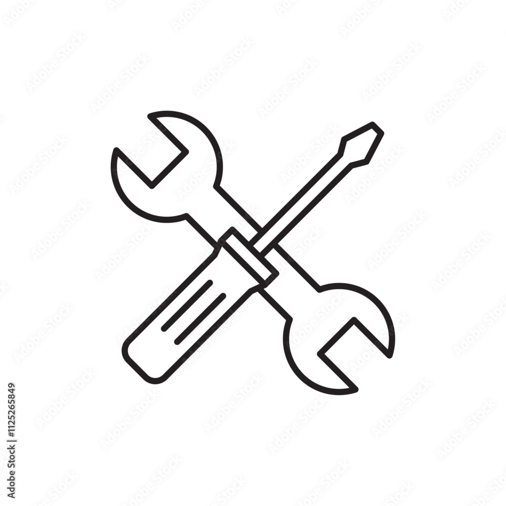 Repair tools icon Flat art in black and white isolated Repair tools icon Flat art in black and white isolated