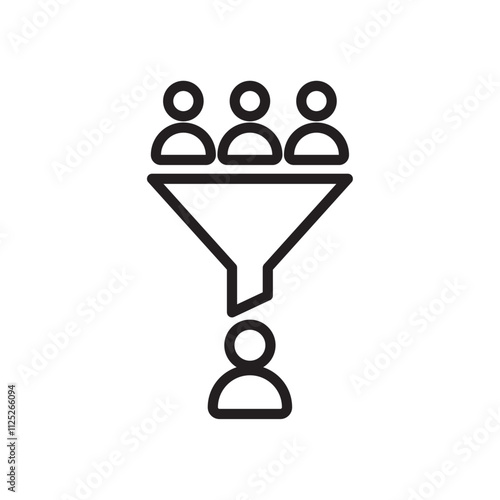 sales conversion icon Flat art in black and white isolated