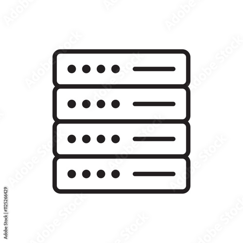 Server rack icon Flat art in black and white isolated