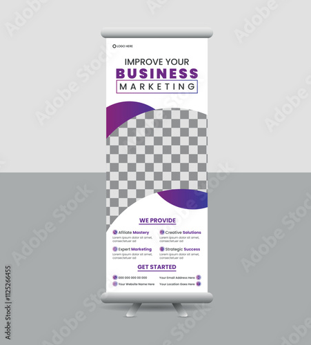 Roll up banner design template, pull up design, Banner Layout with retractable banner stand or flag design
