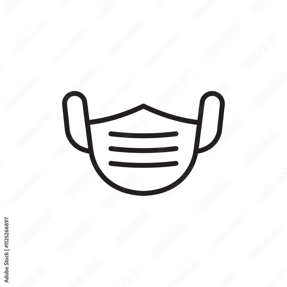 Surgical mask icon Flat art in black and white isolated Surgical mask icon Flat art in black and white isolated