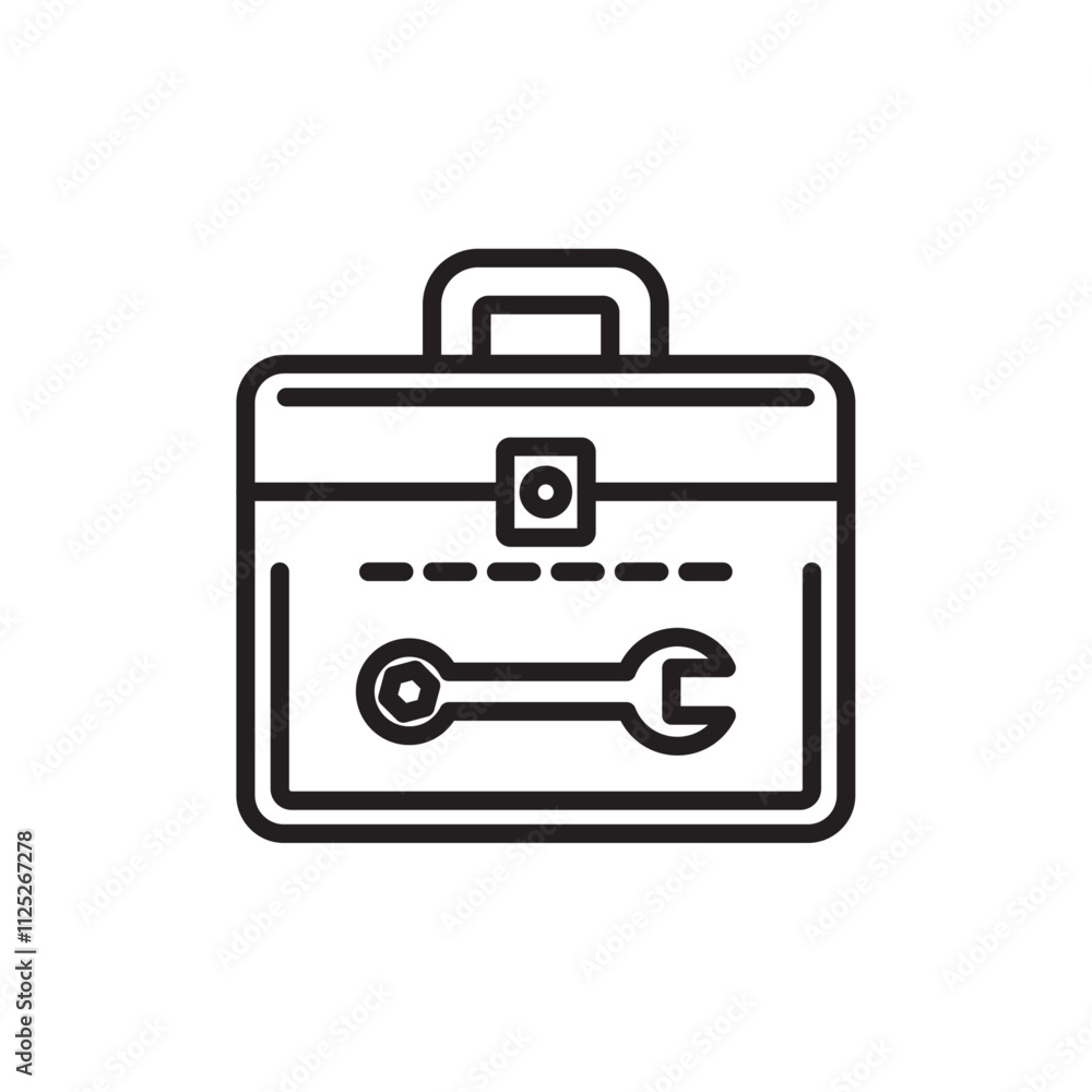 Toolbox icon Flat art in black and white isolated Toolbox icon Flat art in black and white isolated