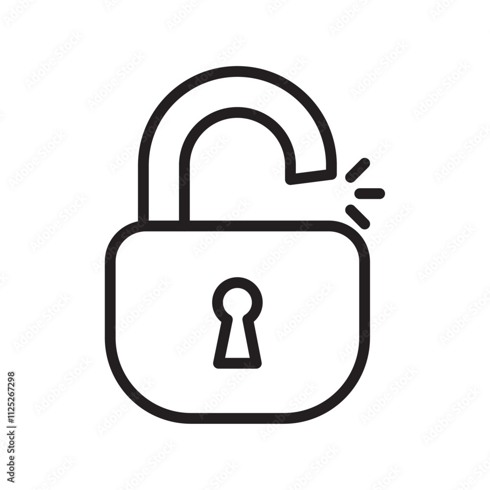 Unlock icon Flat art in black and white isolated Unlock icon Flat art in black and white isolated