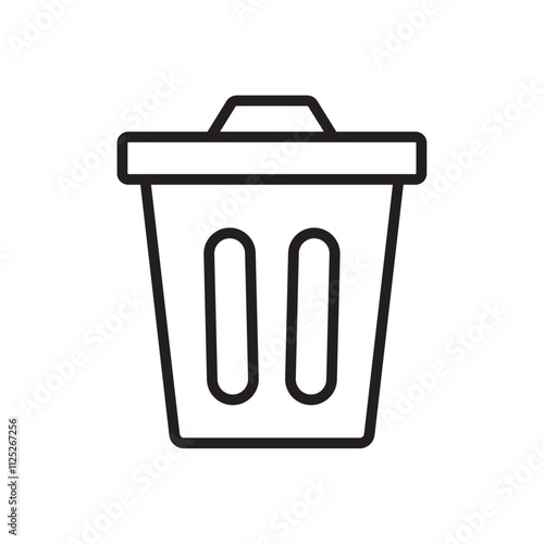 Trash icon Flat art in black and white isolated