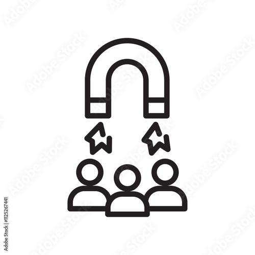 User engagement icon Flat art in black and white isolated