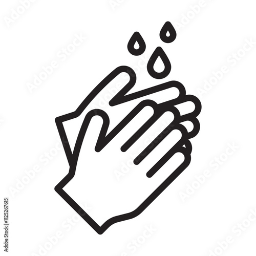 Wash hands icon Flat art in black and white isolated