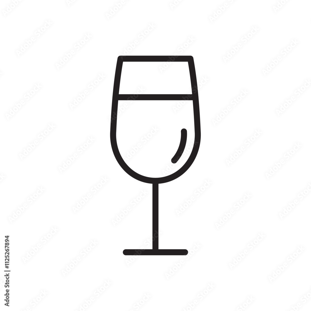 Wine glass icon Flat art in black and white isolated Wine glass icon Flat art in black and white isolated