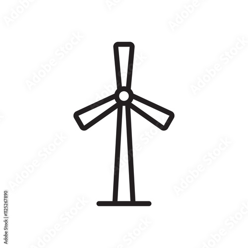 Wind turbine icon Flat art in black and white isolated