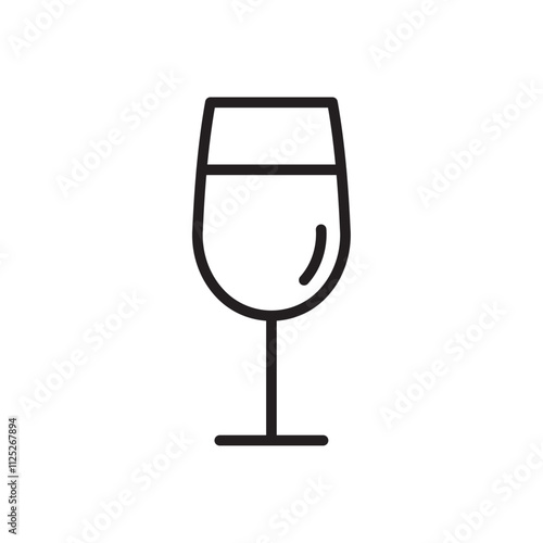 Wine glass icon Flat art in black and white isolated