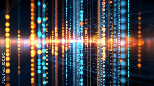 Wallpaper Mural Abstract Digital Data Stream: A mesmerizing visualization of binary code flowing through a digital landscape, showcasing the beauty of technology and information. Torontodigital.ca