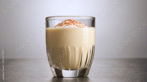 A glass of eggnog.