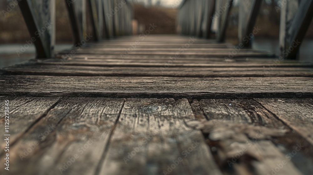 Old wooden bridge with weathered planks. Old wooden bridge with weathered planks.