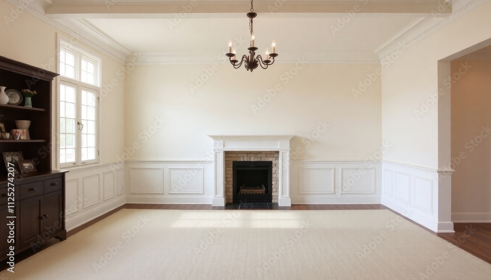Dado rail living room with traditional wainscoting and molding, adding architectural interest and structure to the lower part of the walls Dado rail living room with traditional wainscoting and molding, adding architectural interest and structure to the lower part of the walls