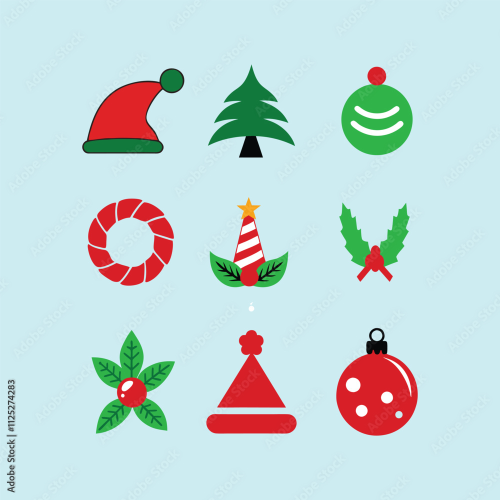 Beautiful Christmas and holiday icon collection. Featuring versatile and minimalist icons, including Christmas trees, gifts, ornaments, candy cane, Candle etc Beautiful Christmas and holiday icon collection. Featuring versatile and minimalist icons, including Christmas trees, gifts, ornaments, candy cane, Candle etc