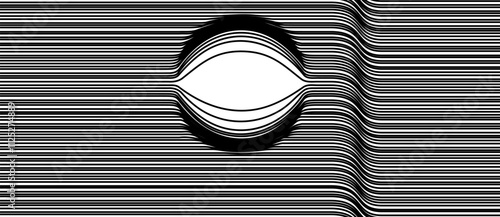 Abstract vector optical illusion. Hypnotic background with distorted black lines.