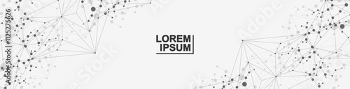 Modern abstract molecules structure for science or medical background. DNA helix or atom visualization. Molecular wave flow abstract background. Vector illustration