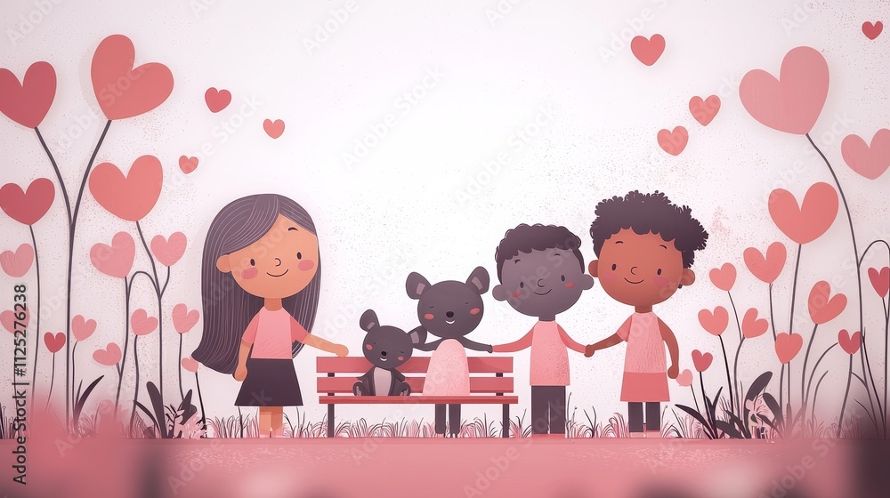 Children Friends Koala Love Heart Garden Friendship Children Friends Koala Love Heart Garden Friendship