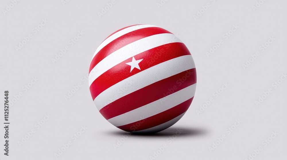 Red and white striped sphere with a star. Red and white striped sphere with a star.