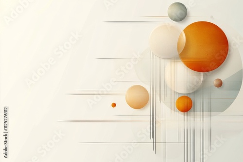 Abstract composition featuring circles and lines in warm tones on a light background