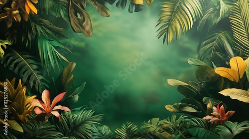 Lush Tropical Rainforest Background for Advertising photo