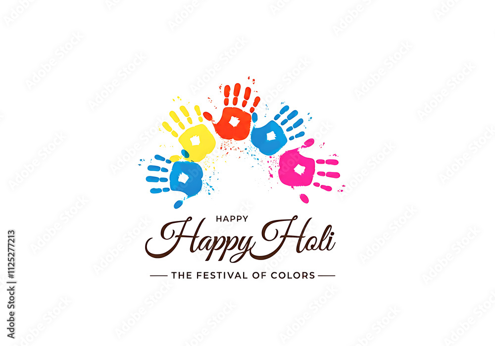 Obraz premium Vibrant Handprints and Colorful Explosion for Holi Festival Celebration 