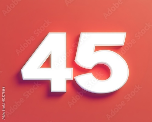 Wallpaper Mural The number "45" in bright white 3D text, with a glowing effect, against a solid red background Torontodigital.ca